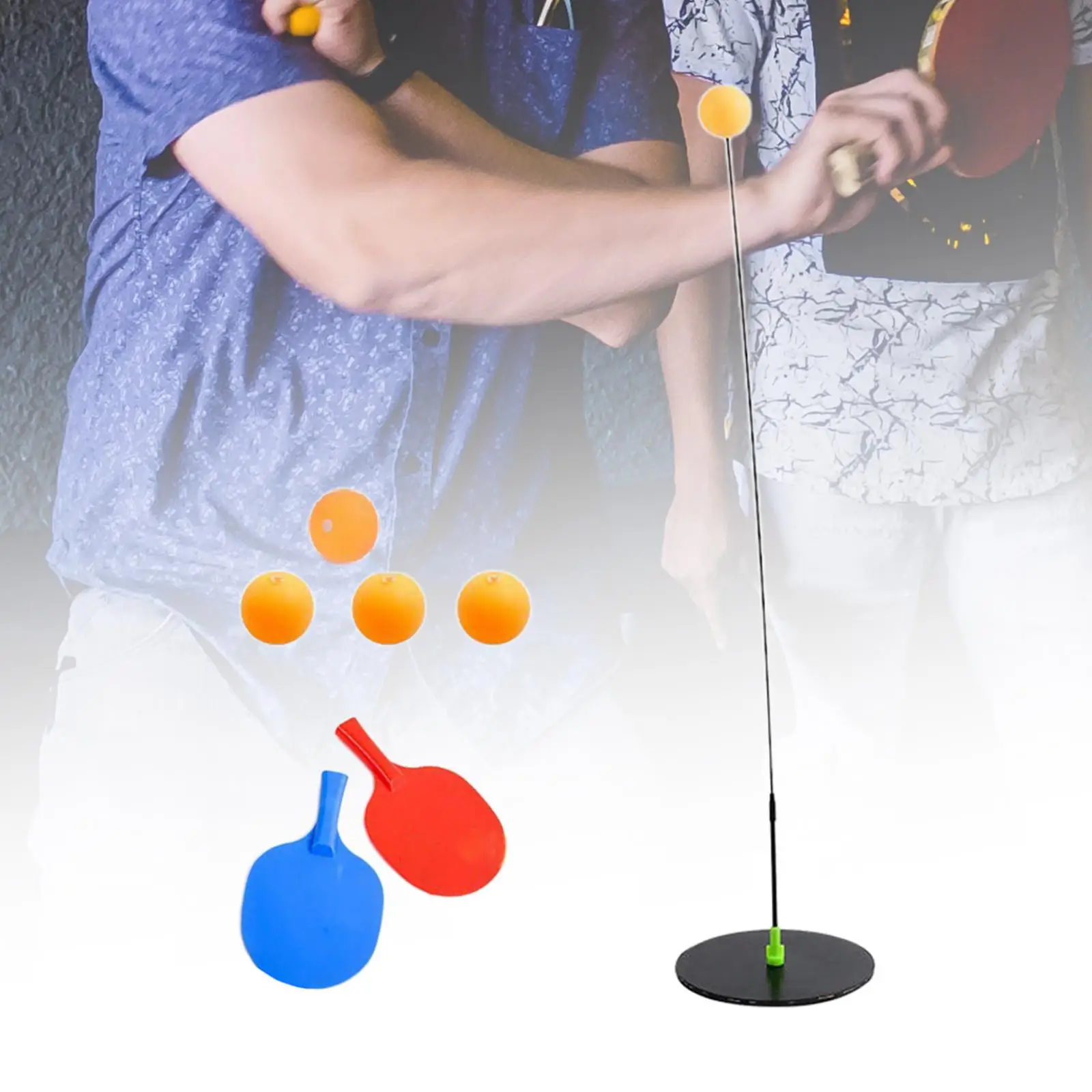 Table Tennis Trainer Ping Pong Paddles and Balls Set Training Metal Base