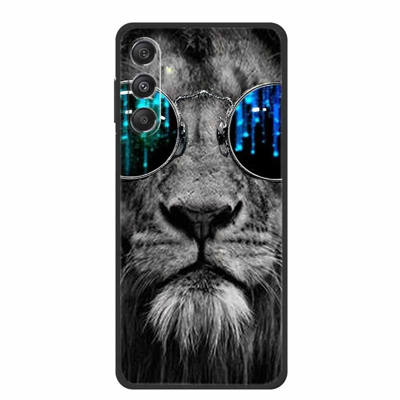 Black Silicone Soft Back Phone Case Cover with Lion, Wolf, and Tiger Design