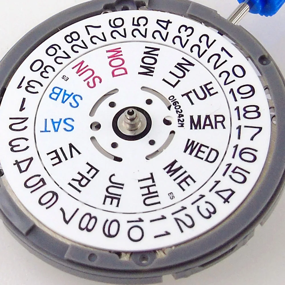 English SPANISH Accuracy 24 Jewels NH36 NH36A Auto Watch Movement Black/White Date Wheel High Quality Wristwatch Replacement