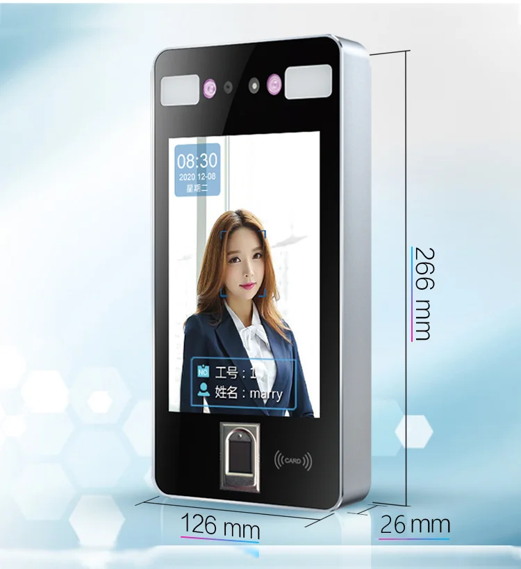 8-inch touch screen dynamic face temperature integrated machine dynamic face recognition attendance access control