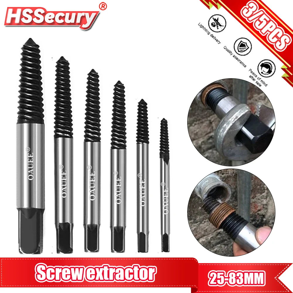 

3/5pcs Hex Screw Extractors Broken Damaged Screw Extractor Drill Bit Guide Set Broken Bolt Remover Easy Out Set Power Tools