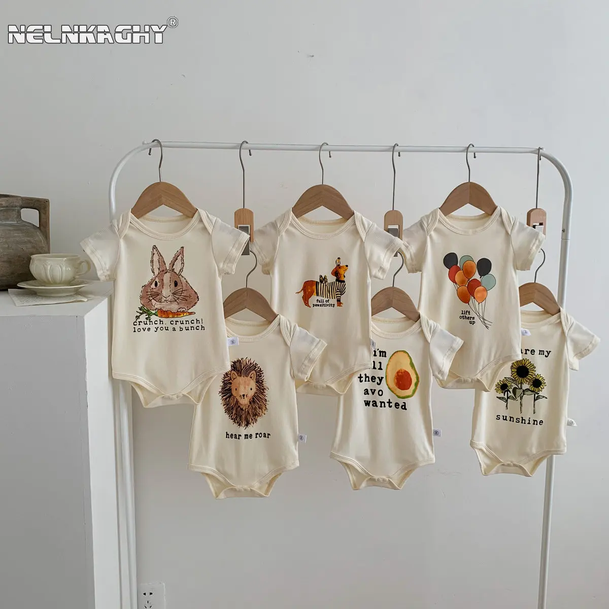 

Summer Kids Baby Girls Boys Short Sleeve Cartoon Letter Print Outfits Infant Newborn Jumpsuits Cotton Clothing Toddler Bodysuits