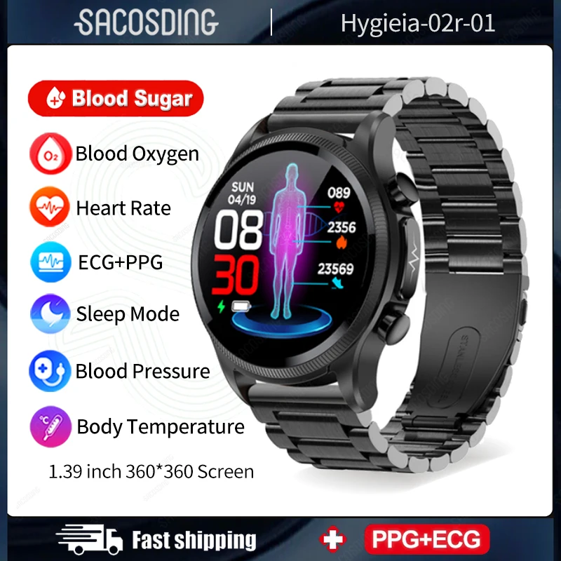 

2023 New ECG+PPG Smart Watch Temperature Hypertension Hyperglycemia Hyperlipidemia Heart Rate Clock Healthy Sport Smartwatch