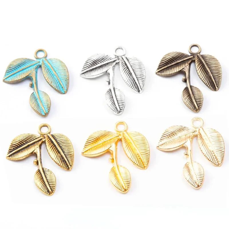 

WZNB 20Pcs Antique Silver leaf Charms Leaves Alloy Pendant for Jewelry Making Handmade Earring Bracelet Necklace Diy Accessories