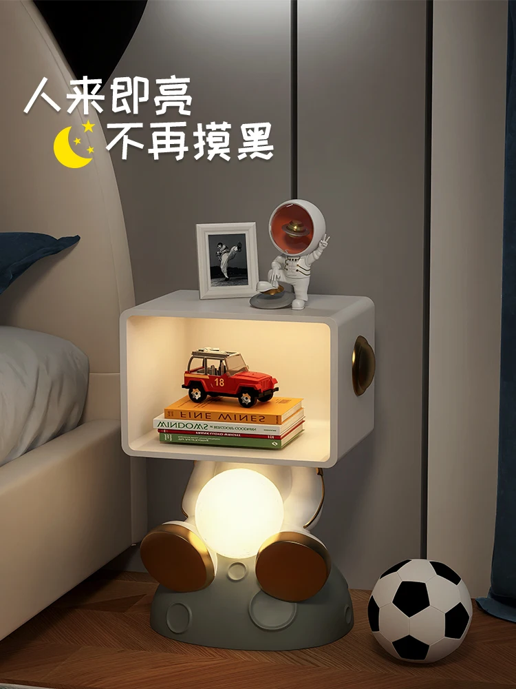 Boys bedside table integrated table lamp cartoon space boy children's room bedroom floor cabinet astronaut bedside