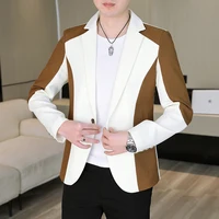 High Quality New Korean Suit Youth Casual Color Matching Coat Business Slim Fashion Handsome Single Suit Top  Blazer Masculino 1