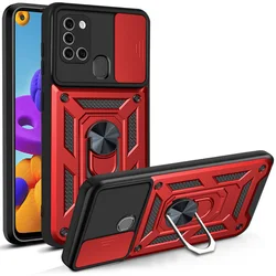 Shockproof Armor Case with Camera Lens Protection for Samsung A04S (Red)