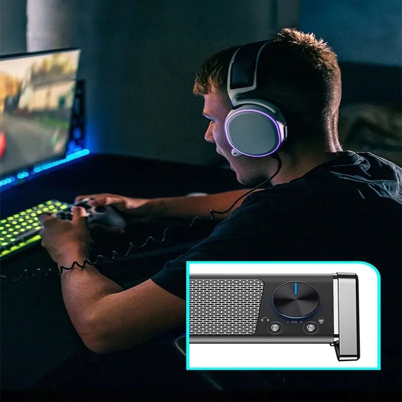 Samtronic TV PC 사운드바 데스크, 트리플 모드 오디오, 3D 사운드 스케이프 서라운드 서브우퍼 사운드 박스, 스포츠 게임용 블루투스 스피커