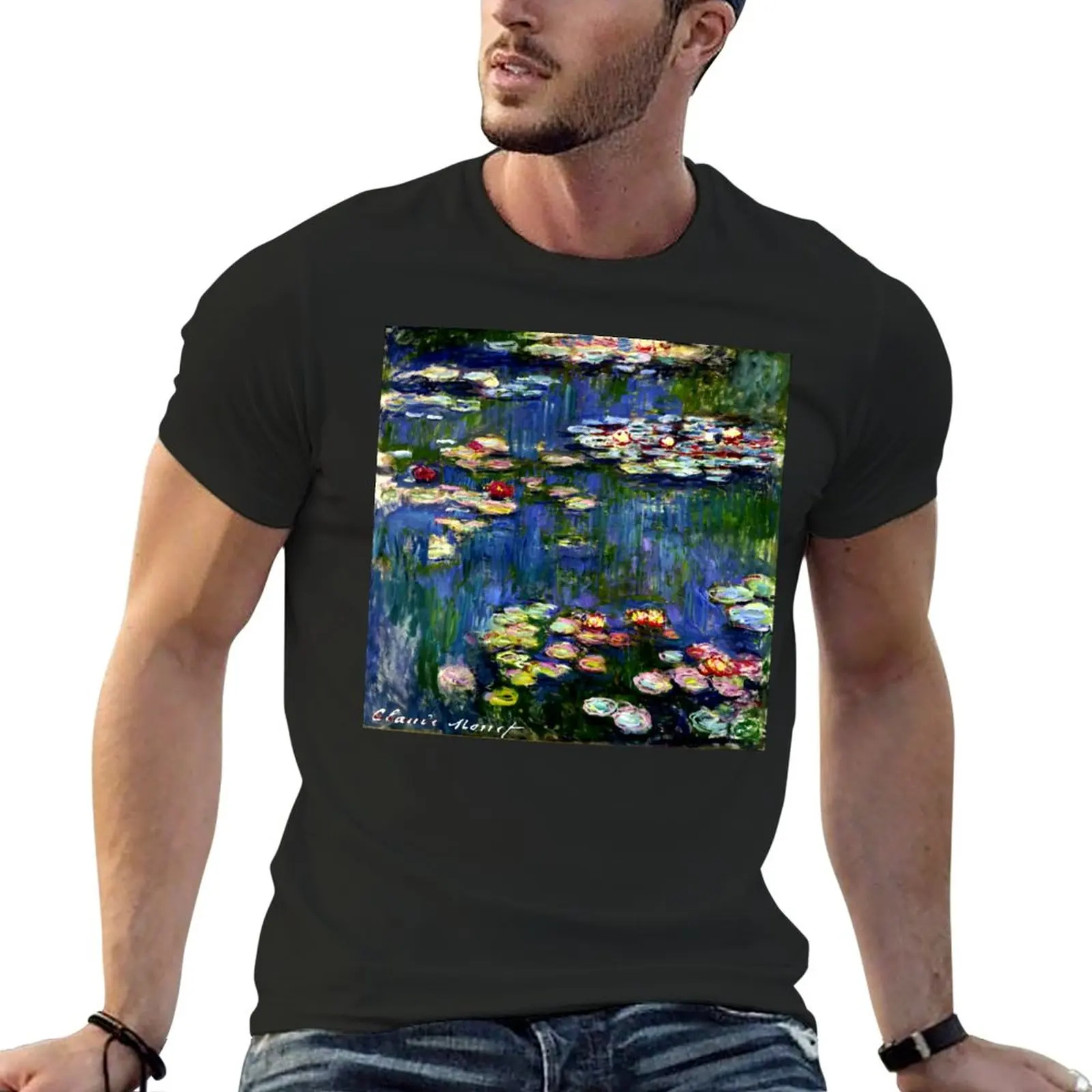 New Claude Monet Water Blinfes-L'Eau Ninfes Monet Iconic Image Of Impressionism T-Shirt Anime Magliette Pesanti Per Uomo