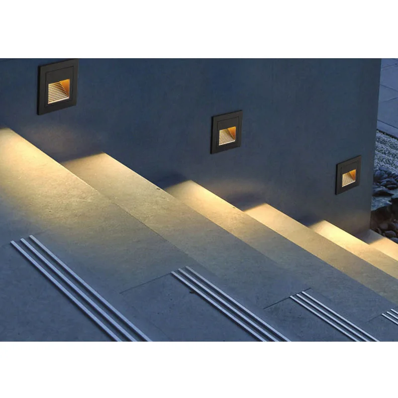 58MM/86MM LED Wall Lamp 3W 5W Aluminum Stair light Recessed LED Step Lamp Pathway Wall Corner Lamps AC110V 220V Wall Light DC12 6