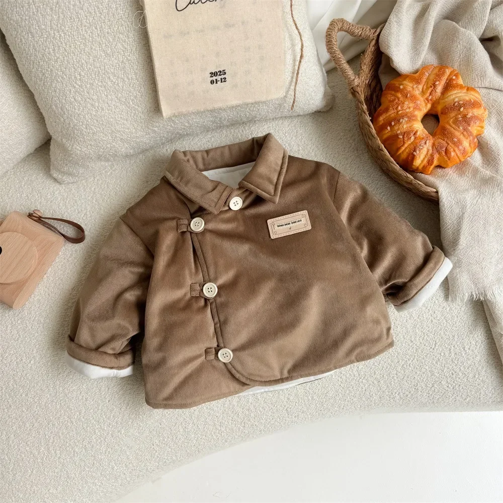 Winter New in Kids Baby Boy Fashion Thicken Warm Fashion Top Coat , Toddler Infant Corduroy Jacket 3M-3Y
