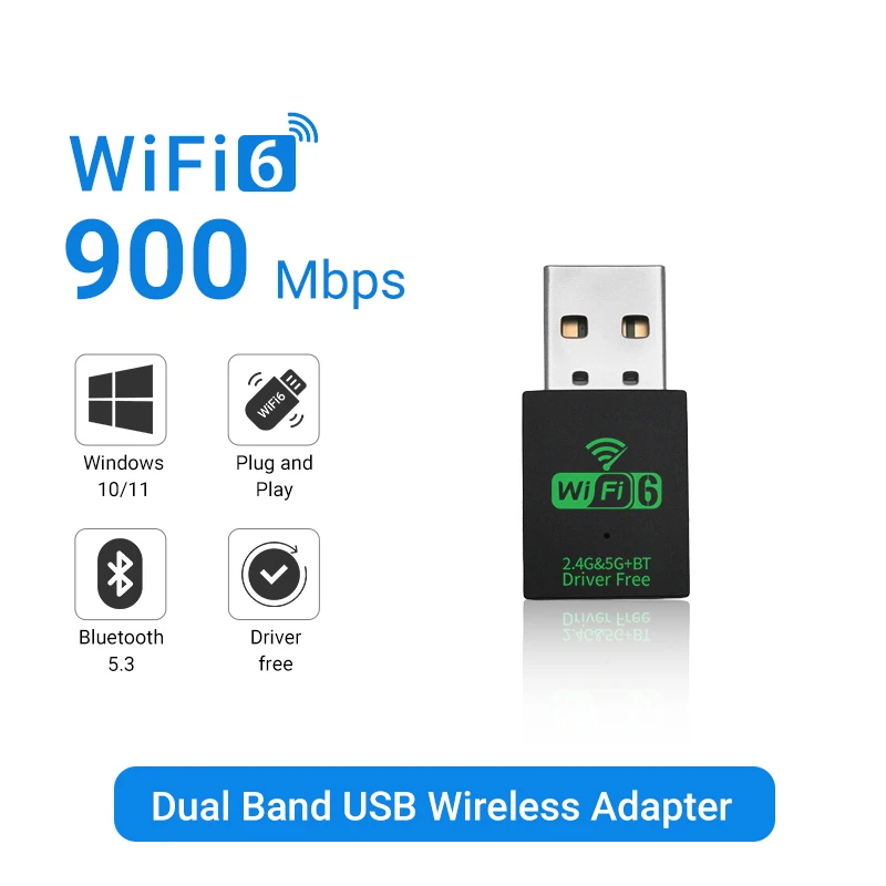 WiFi Adapter WALRAM AX900 WiFi 6 USB Wireless Ethernet Network Card 2.4G/5GHz Dual Band Drive Free Stable Signal For PC
