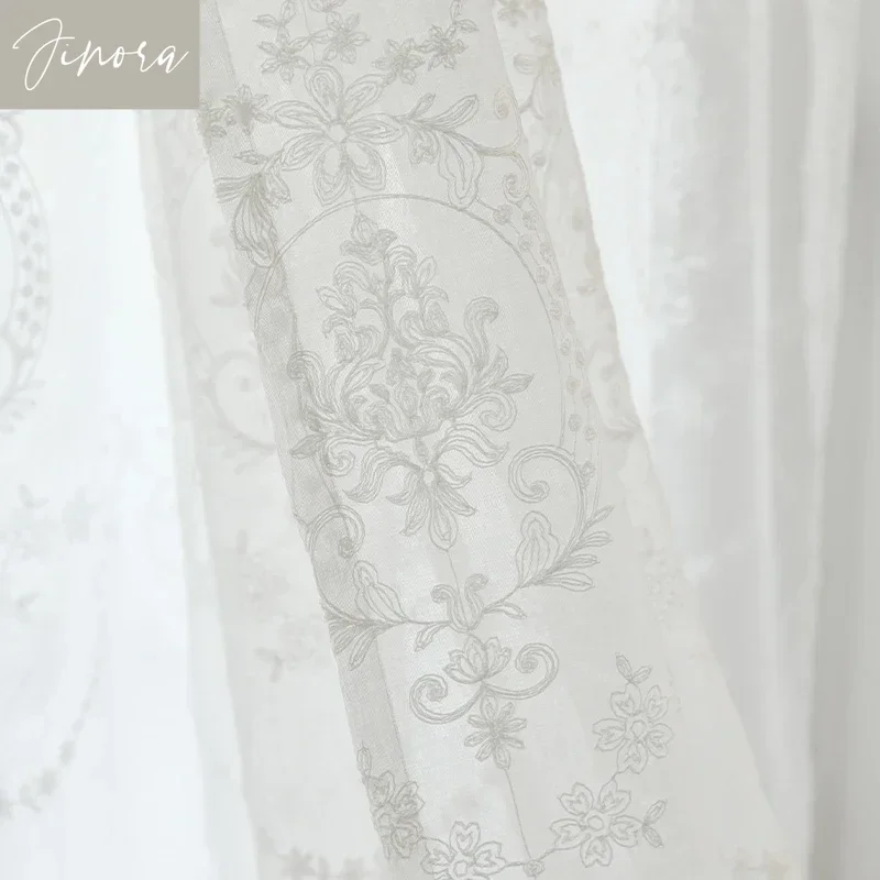 White Embroidered Tulle Curtains for Living Room Luxury European Sheer Curtain for Hall Rideaux Voilage Treatment Home Customize - Image 2