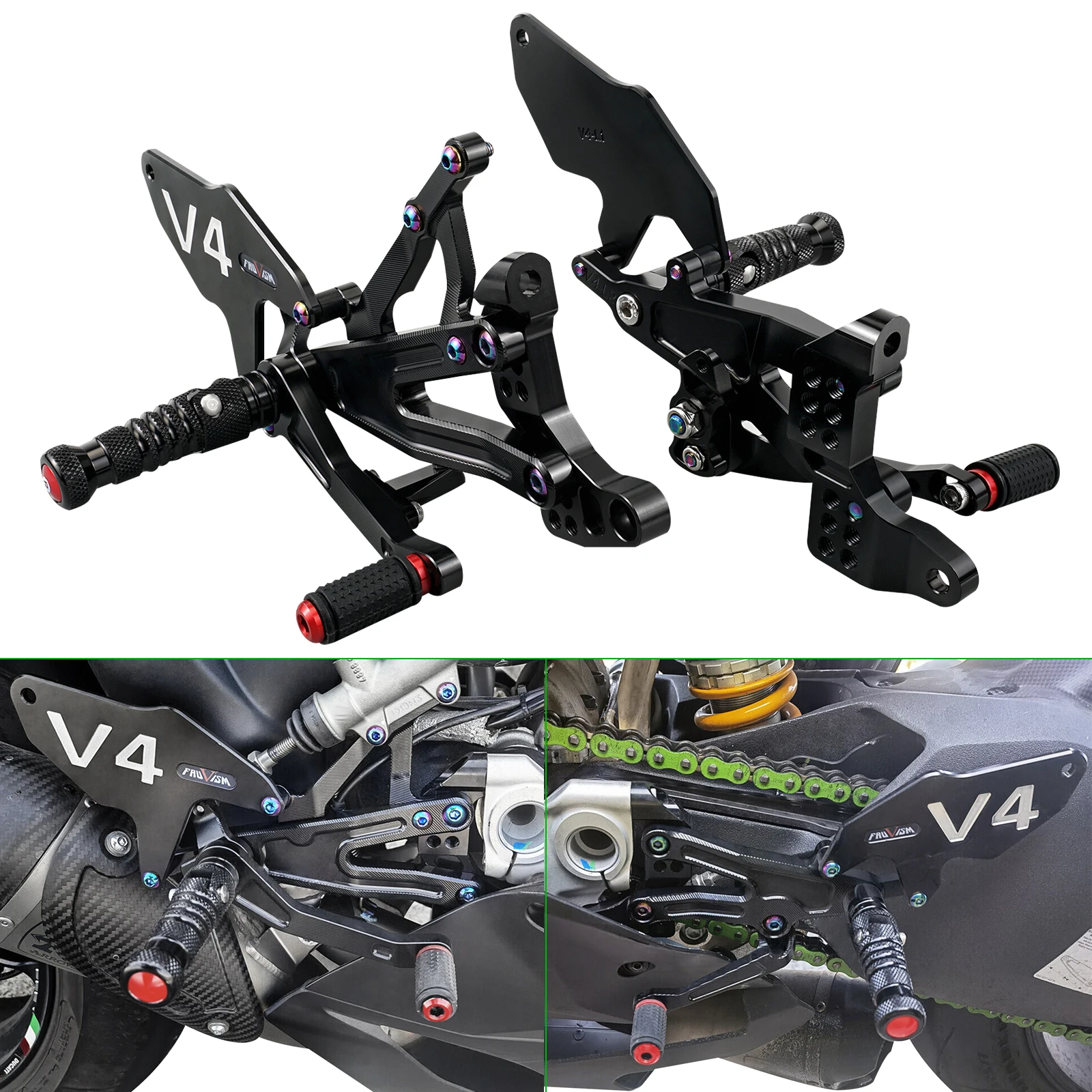 

Motorcycle Footrests RacIng Rearset Rearsets for Ducati Panigale V4 Panigale V4 S V4S V4R Panigale V4 R 2018 2019 2020 2021 2022