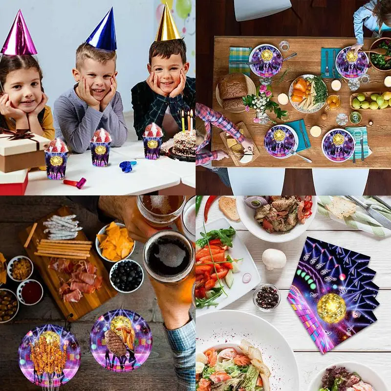 

Disco Party Tableware Garland Arches Kit Background Decor 80s 90s Dance Disco Theme Party Tableware Kit for Banquet Dinner