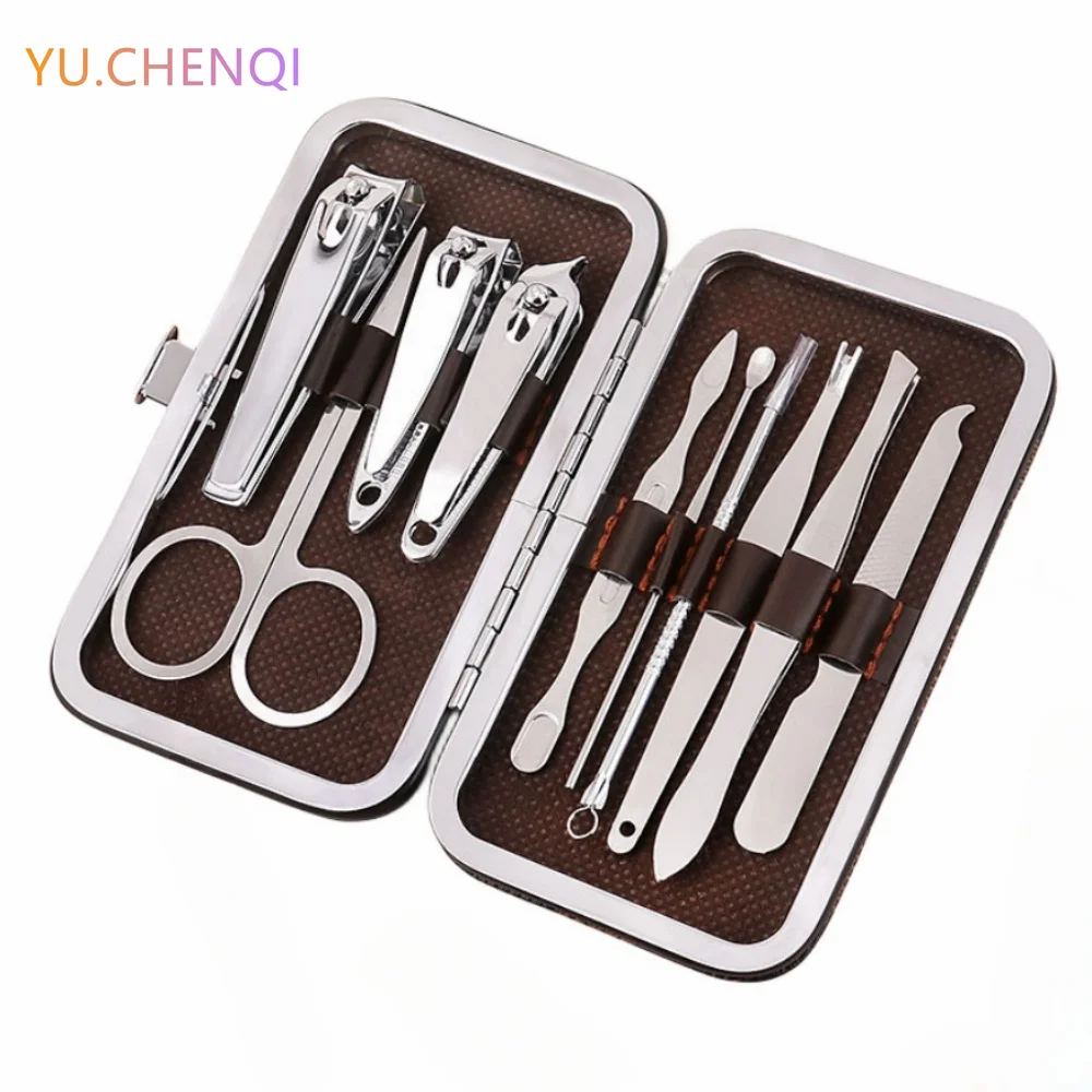 

10Pcs Manicure Cutters Nail Clipper Set Stainless Steel Ear Spoon Nail Clippers Pedicure Professional Manicure Tool