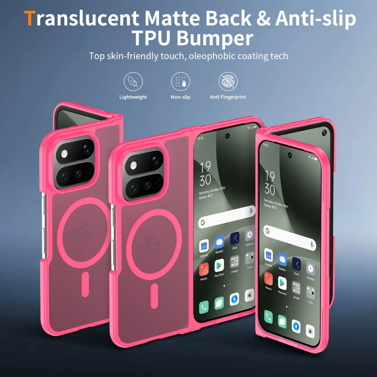 Deluxe Frosted Magnetic 2-in-1 Folding Phone Case with Wireless Charging Compatibility
