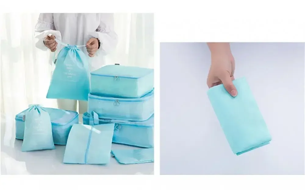 7Pcs Travel Organizer Storage Bags Suitcase Packing Cubes Set Cases Portable Luggage Clothes Shoe Tidy Pouch Folding