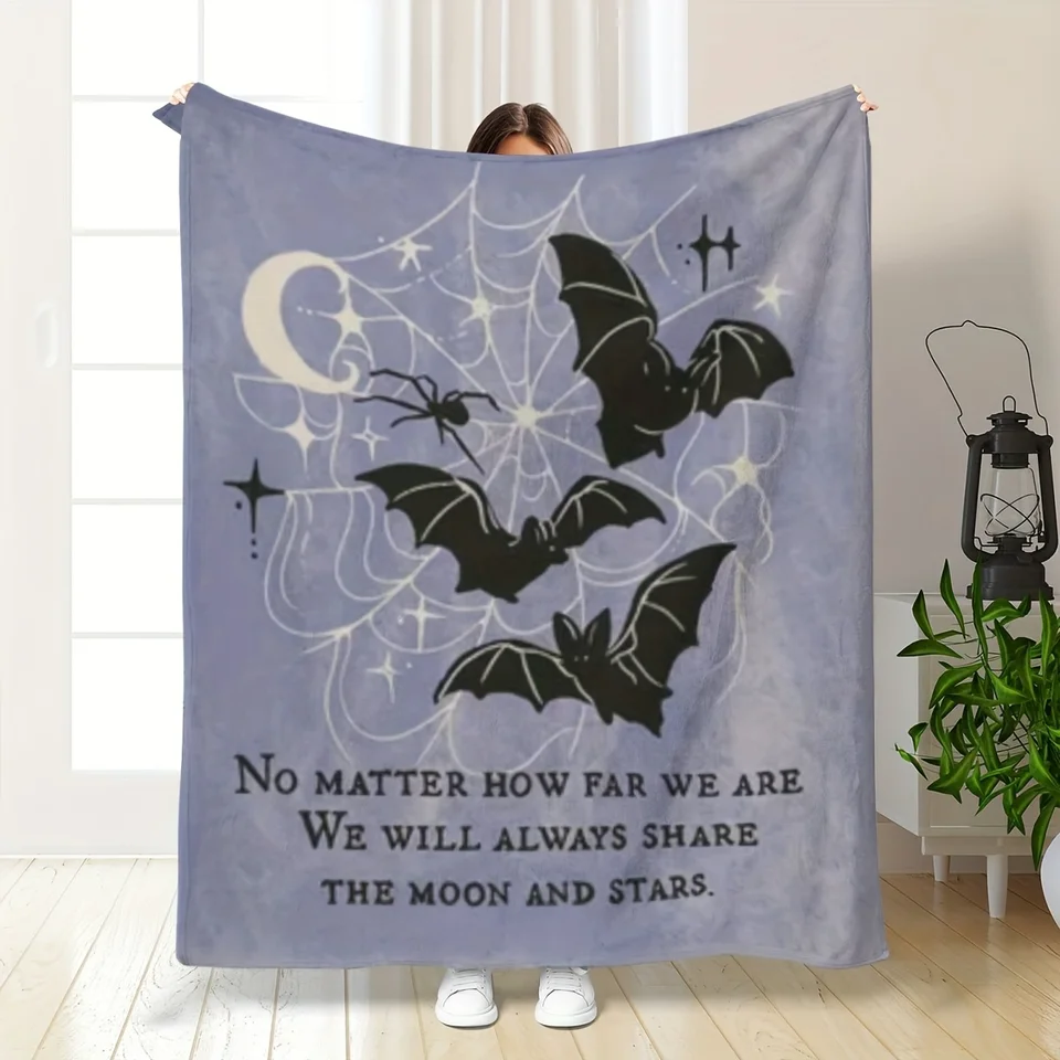 Halloween Bat Print Flannel Blanket