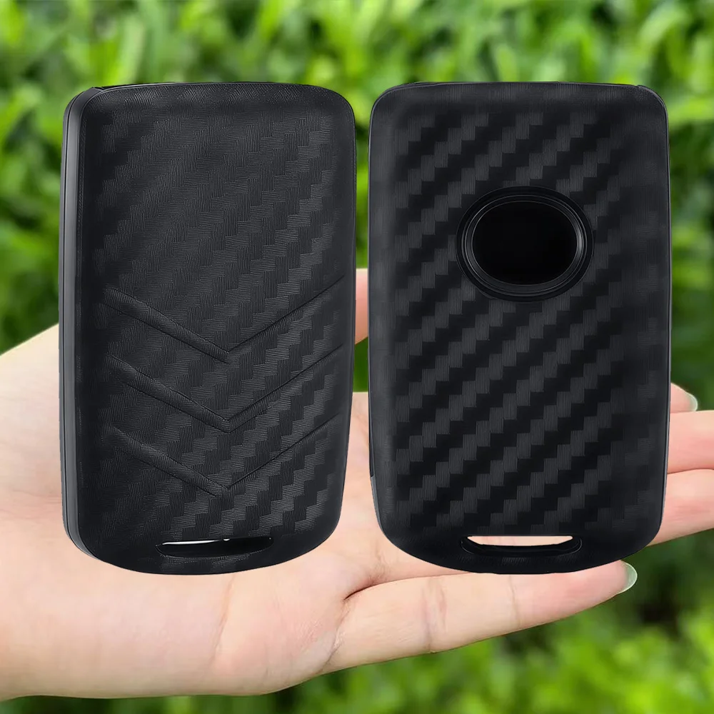 Carbon Fiber Silicone Car Key Cover Holder