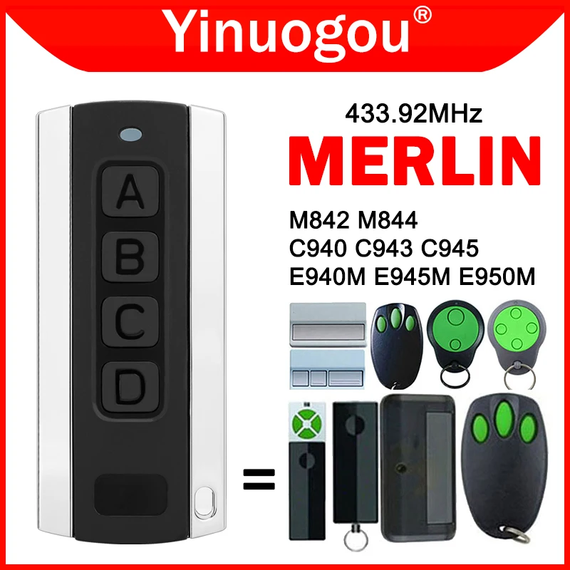 

MERLIN E945M E950M E940M M842 M844 C940 C943 C945 Garage Door Remote Control Duplicator Electric Gate Opener 433MHz Rolling Code