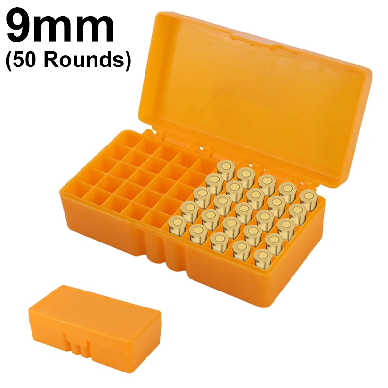 Ammo Storage Box 50/100 Rounds 9mm Pistol Rifle Ammo Bullet Carry Hunting Accessory