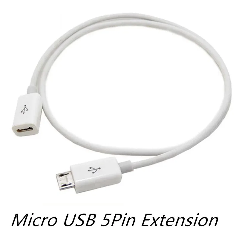 MHL OTG 기능이 있는 마이크로 USB 5핀 완전 연결된 남성-여성 확장 충전 데이터 케이블 흑백 0.1m-2m