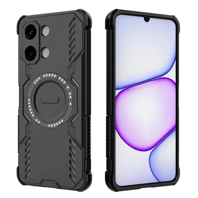 Rugged Hollow Heat Dissipation Armor Phone Case with Magnetic Shockproof Cover