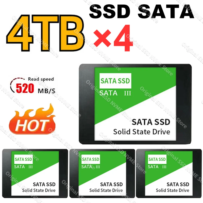 

4Pcs 4TB SSD Sata Solid State Hard Drives Disk 560MB/S High Speed Hard Disk Sata3 2.5 Inch 2TB Internal Solid Drives For Laptop