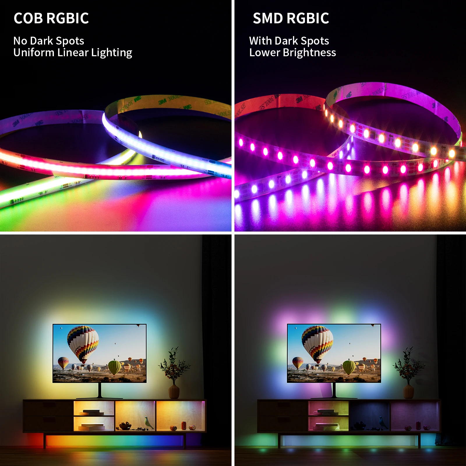 PAUTIX COB RGBIC LED Strip DC 12V/24V 630 Leds/m SPI ad alta densità indirizzabile Dream Color 5m 10m Pixel Led Tape per la decorazione della stanza