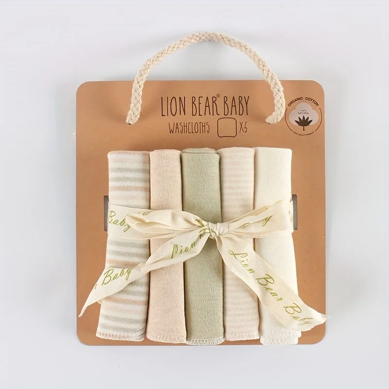 Baby Washcloths Soft Absorbent Newborn Bath Face Towel Natural Baby Wipes for Delicate Skin 5 Pack