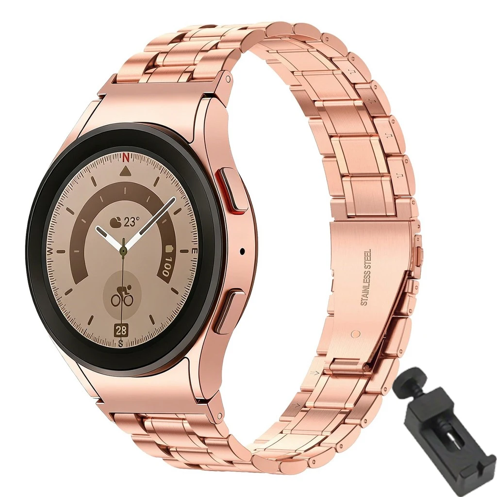 Stainless Steel No-Gap Watch Band with Curved End Connector