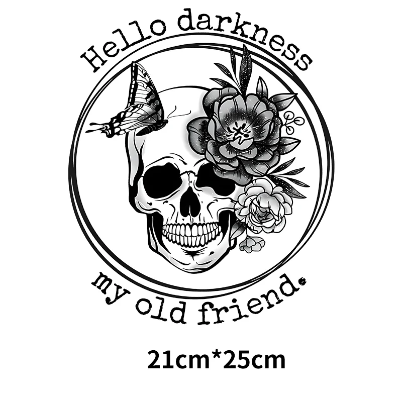 Halloween Punk DTF Heat Pass Skeleton Iron On Patches DIY decorative print for men's and women's hoodies