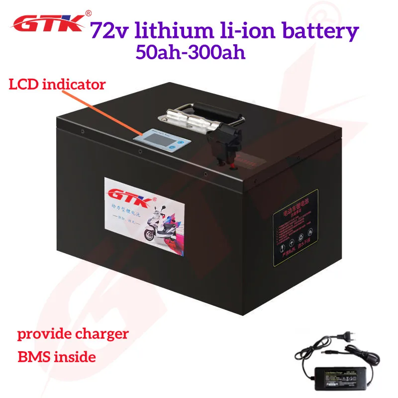 

GTK 72V lithium li-ion battery 50ah 80ah 100ah 150ah 180ah 200ah 250ah 300ah BMS 20S for 7kw AGV Scooter Tricycle Motorcycle