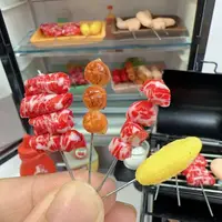 New 1/12Miniature Supermarket food simulation kabob beef sausage corn mushroom for Doll House Mini Kitchen Clay food Accessories 1