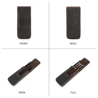 Étui à stylos de luxe en cuir véritable à 3 fentes, avec porte-plateau amovible, trousse à crayons, pochette de fournitures scolaires et de bureau, cadeau créatif 6