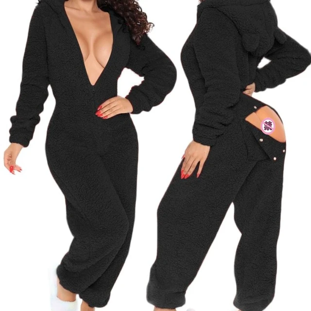 2023 Adult Winter Pajamas for Women New Year Sleepwear Long Sleeve Jumpsuit  Hoodie Homewear Cute Ear