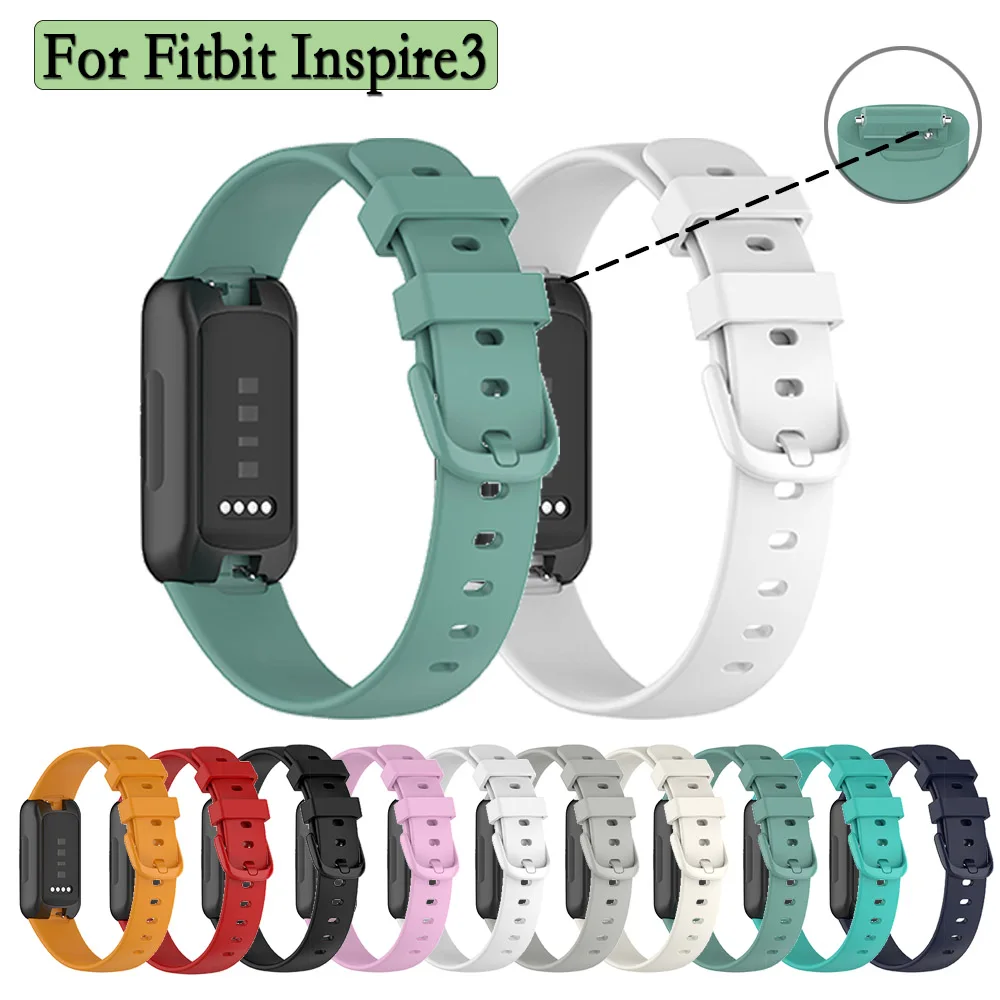 Ремешок спортивный для Fitbit Inspire 3, резиновый мягкий силиконовый браслет для наручных часов, регулируемый, размер S L ремешок силиконовый для мужских и женских наручных часов резиновый водонепроницаемый спортивный браслет с полированной пряжкой 5 цветов