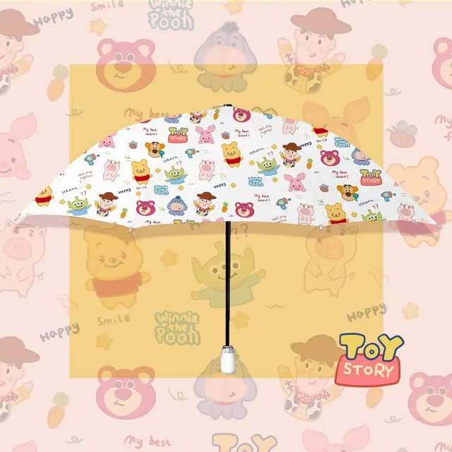 Disney Winnie Design Automatikus Esernyő Szélálló Uv Védje Az Esernyőt A Nők Számára, Akik Napos És Esős Összecsukható Esernyők - Image 2