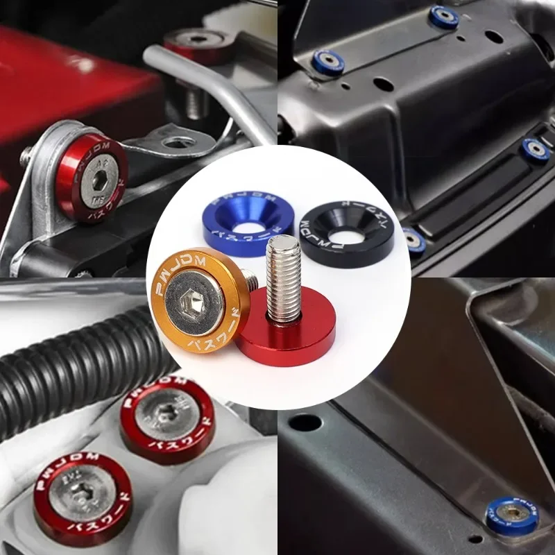 Lot De 10 Boulons Et Rondelles M6 Aluminium Anodisé - Pour Customisation Auto (bleu Et Autres Couleurs)