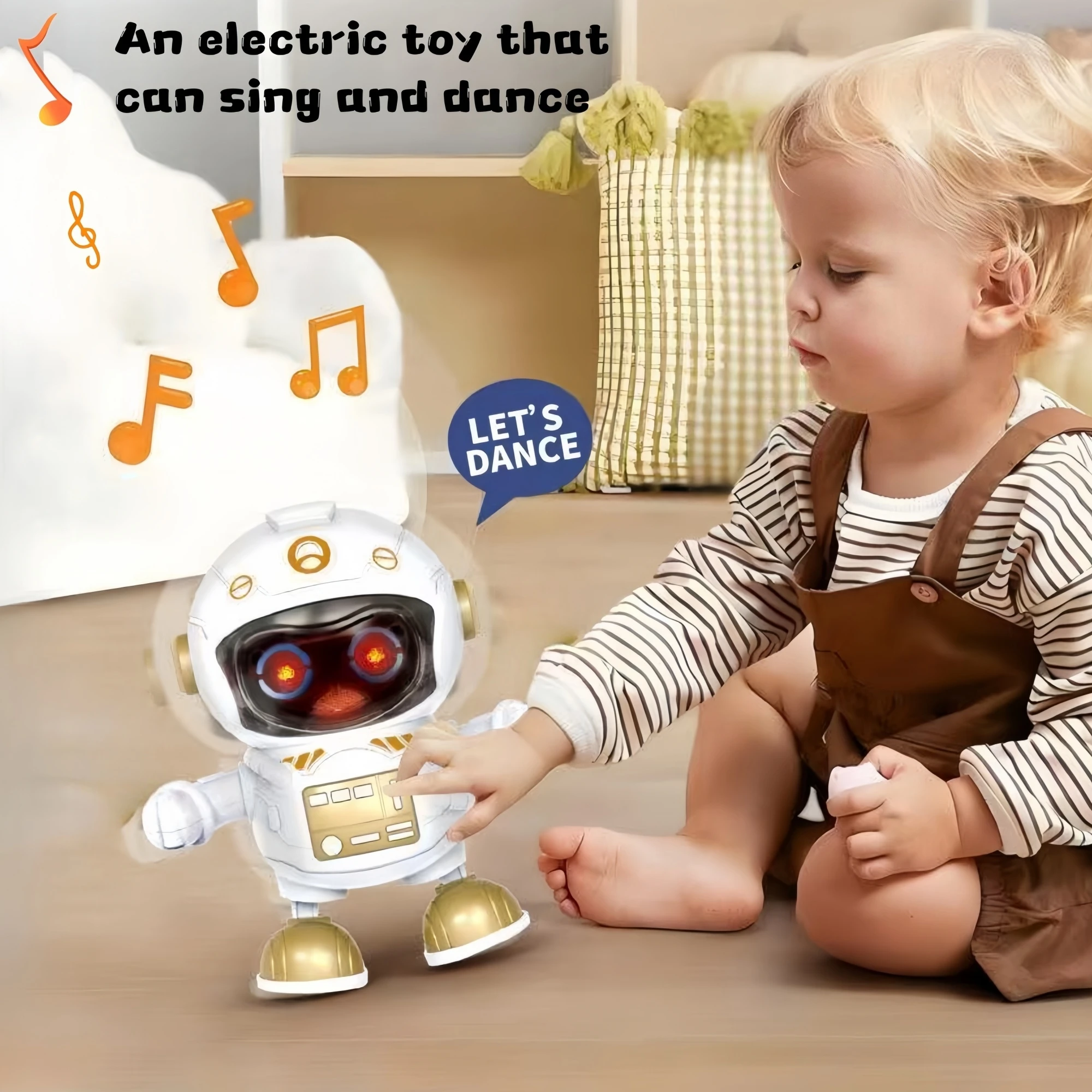 움직이는 몸과 표현력 있는 눈을 가진 인터랙티브 음악 로봇 장난감 - 내구성 있는 배터리로 작동하는 댄싱 머신