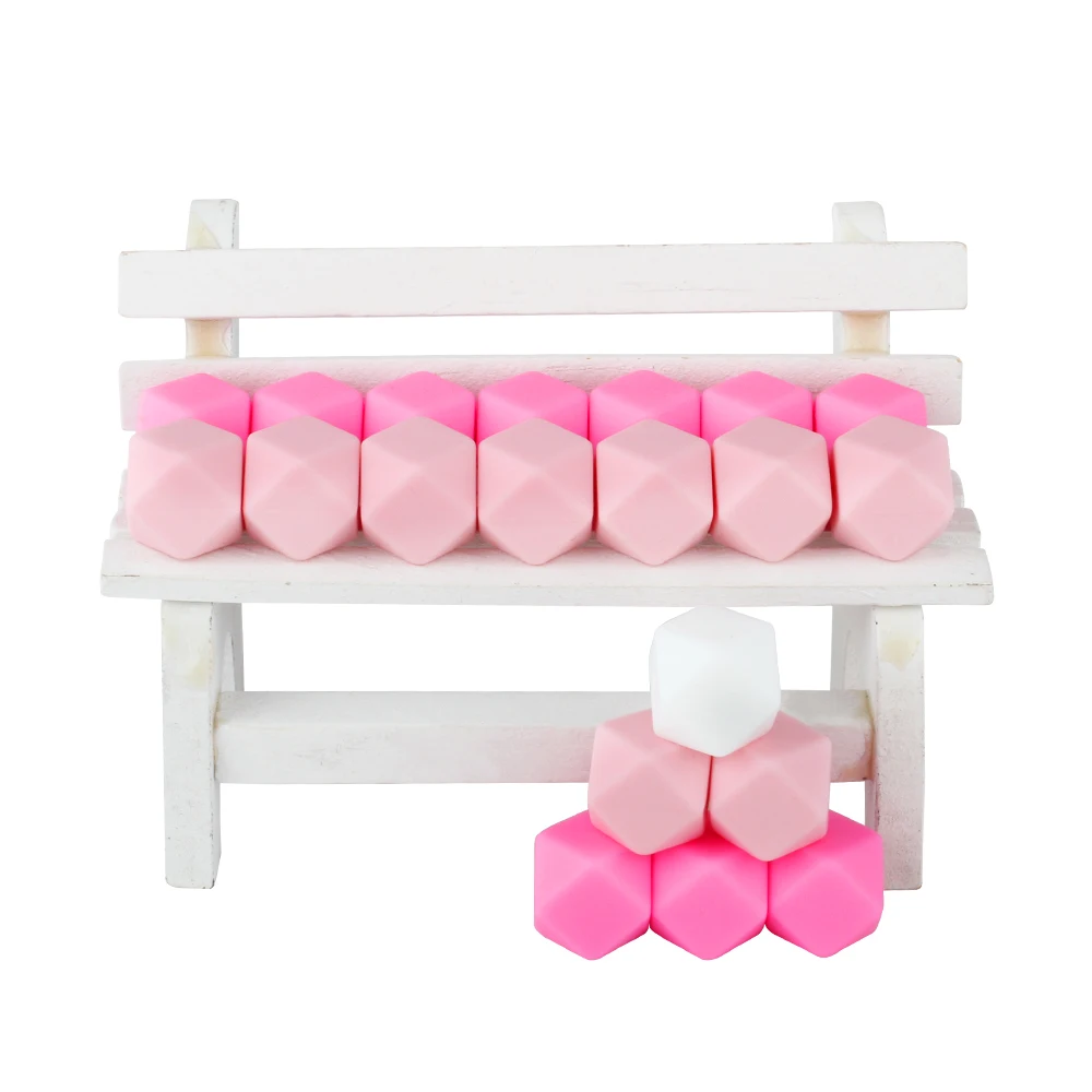 Silicone Beads 20Pcs 14mm Hexagonal for Jewelry Making Bracelet Necklace DIY KeyChain Clips Chain Accessory Decoration