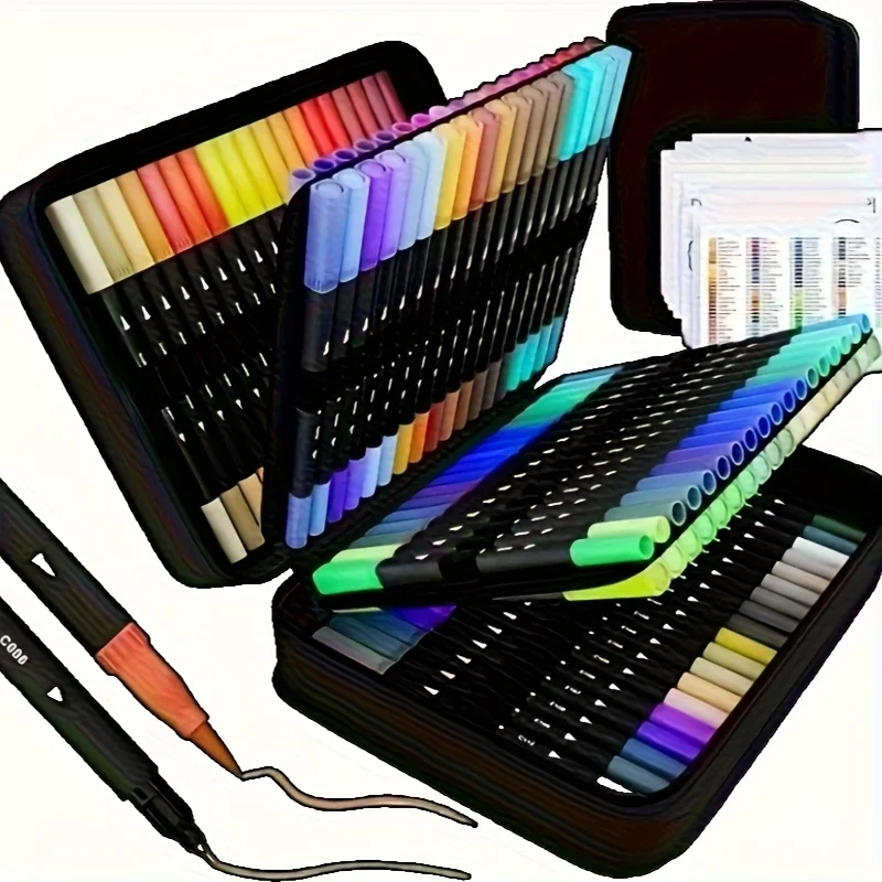 12-teiliges professionelles Mehrfarben-Marker-Pinselset mit zwei Köpfen, perfekt zum Zeichnen, Malen, Färben, Kunst-Graffiti usw., Weihnachtsgeschenk