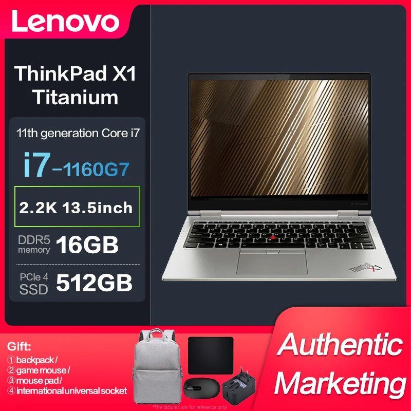 

New ThinkPad X1 Titanium I7-1160G7 16GB 512GB SSD 2K 13.5inch Slim Notebook Touch screen laptop