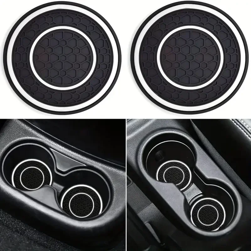 2pcs Non-Slip Car Cup Holder Coasters Silicone Insulated Mats Universal Fit For Vehicle Waterproof Anti-Slip Accessory Cup