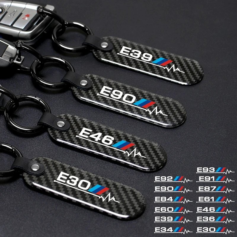 NewCarbonFiberKeyRingKeychainCarStylingForBMWE30E34E36E39