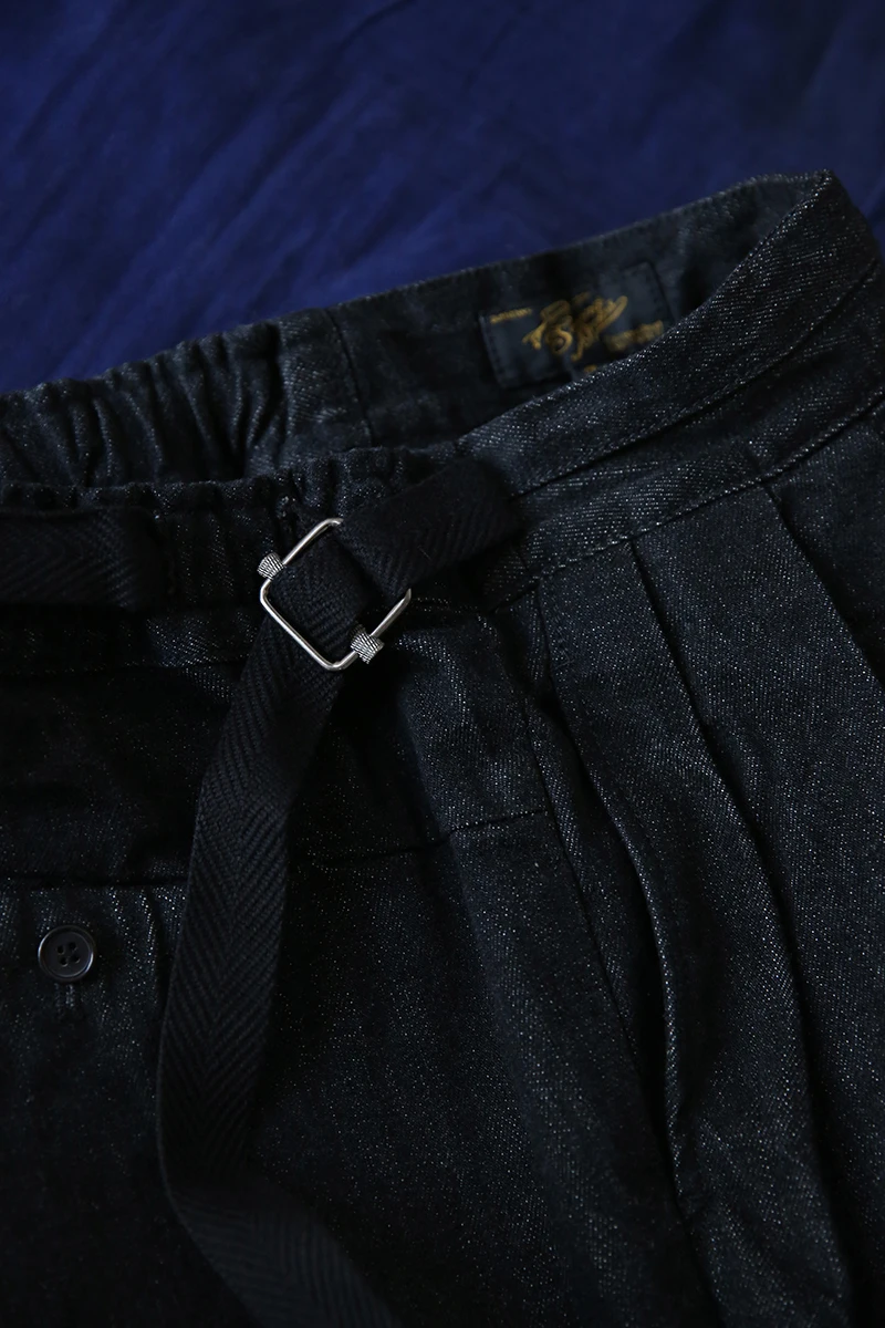 Second Order Pleated Jeans Black 14oz Selvage Denim High Rise British Army Pants 6