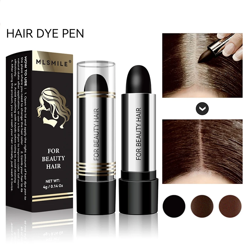 Instant One-time Hair Dye Pen To Cover White Hair, Lipstick Style Hair Dye, Black Temporary Hair Dye Hair Color Modify Cream 4g 2