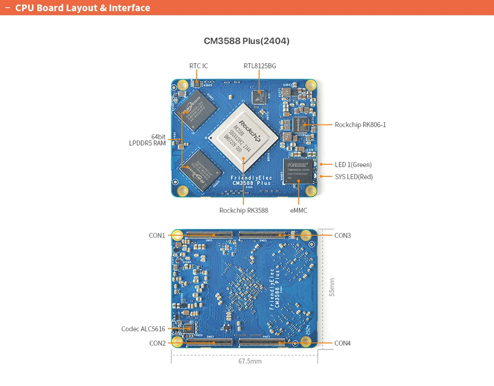 CM3588 Plus 32GB LPDDR5 NAS Kit Rockchip RK3588 Router Board with PCIe 2.5G Ethe