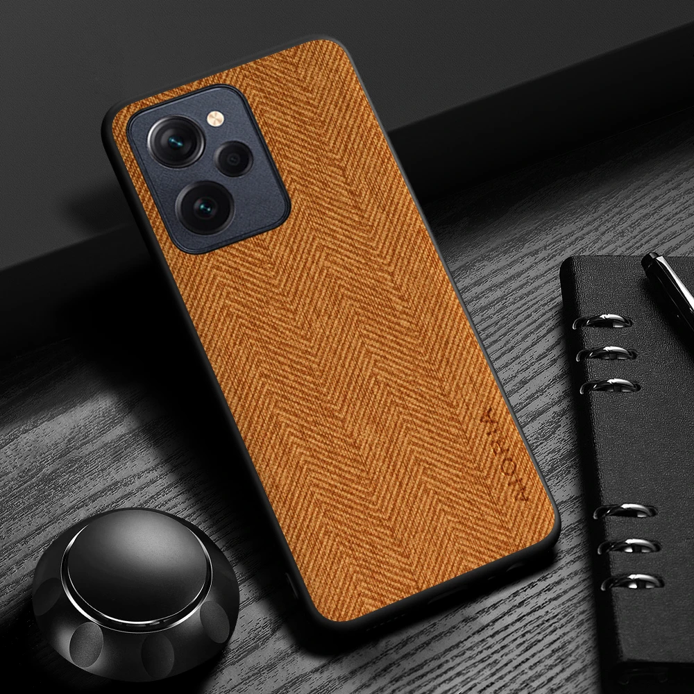 Elegant Leather Wood Grain Cover for Smartphones - Simple, Lightweight, Durable Design